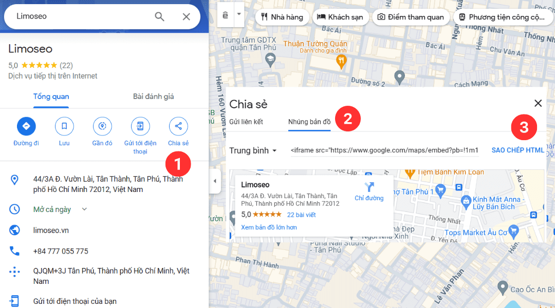 Cách lấy code từ Google Map
