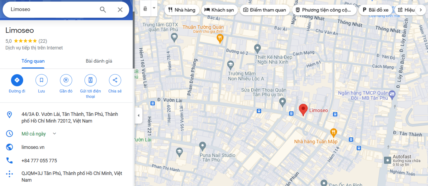 Truy cập vào Google Map doanh nghiệp